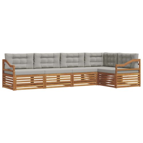 Комплект дивани за открито 5 pcs Естествено и светло сиво