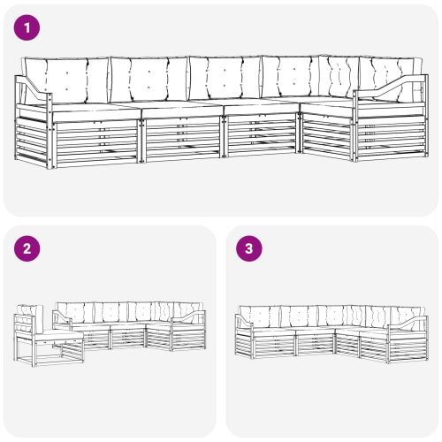 Комплект дивани за открито 5 pcs Натурален и Бежов