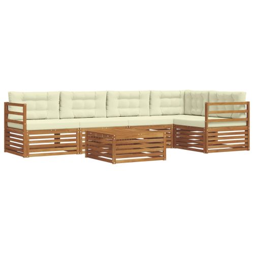 Комплект дивани за открито 6 pcs Натурален и Крема