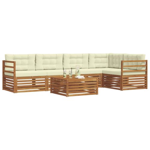Комплект дивани за открито 6 pcs Натурален и Крема