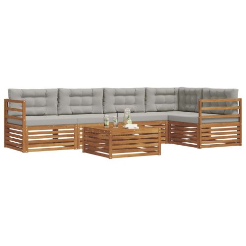 Комплект дивани за открито 6 pcs Естествено и светло сиво