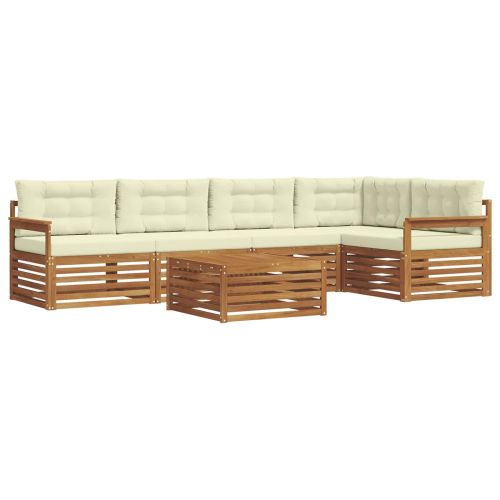 Комплект дивани за открито 6 pcs Натурален и Крема