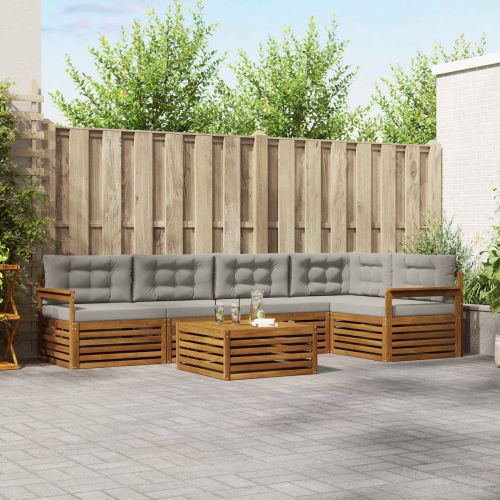 Комплект дивани за открито 6 pcs Естествено и светло сиво