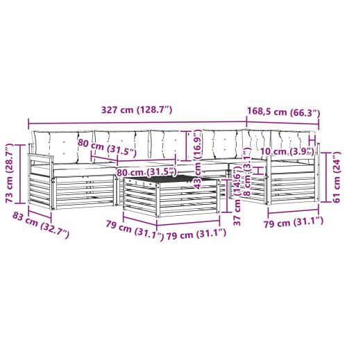 Комплект дивани за открито 6 pcs Естествено и светло сиво