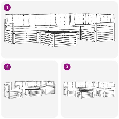 Комплект дивани за открито 6 pcs Натурален и Бежов