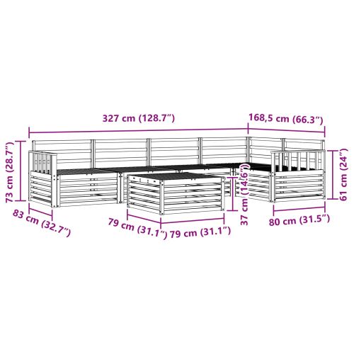 Комплект дивани за открито 6 pcs Естествен