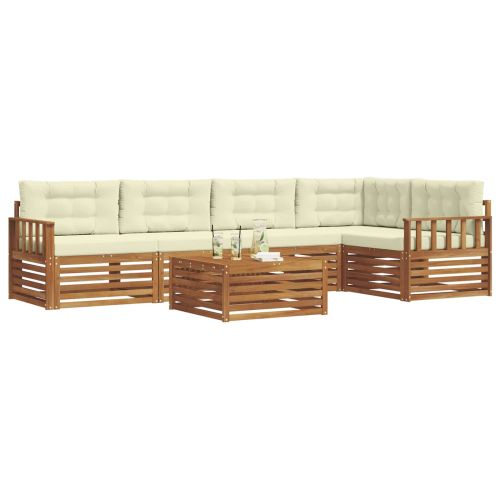 Комплект дивани за открито 6 pcs Натурален и Крема