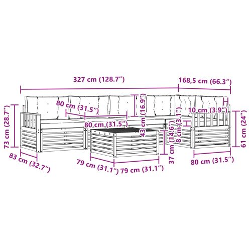 Комплект дивани за открито 6 pcs Натурален и Крема