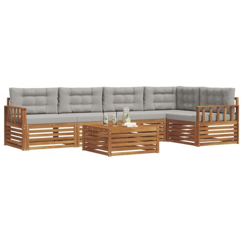 Комплект дивани за открито 6 pcs Естествено и светло сиво