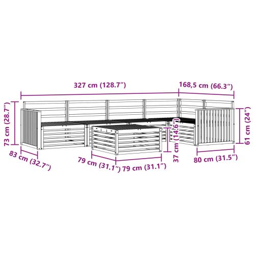 Комплект дивани за открито 6 pcs Естествен
