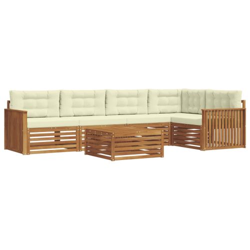 Комплект дивани за открито 6 pcs Натурален и Крема