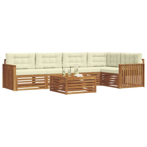 Комплект дивани за открито 6 pcs Натурален и Крема
