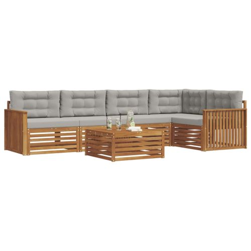 Комплект дивани за открито 6 pcs Естествено и светло сиво