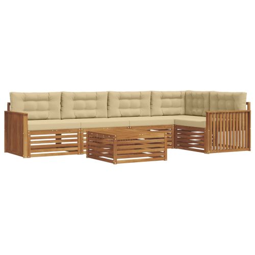Комплект дивани за открито 6 pcs Натурален и Бежов