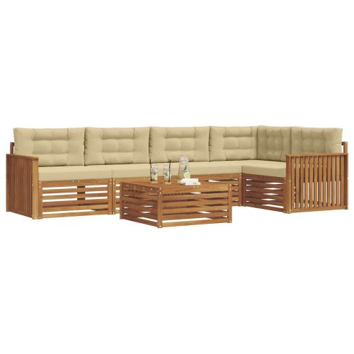 Комплект дивани за открито 6 pcs Натурален и Бежов