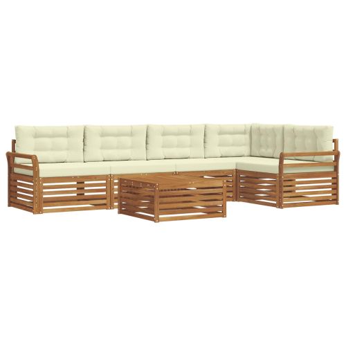 Комплект дивани за открито 6 pcs Натурален и Крема