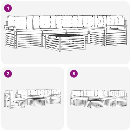 Комплект дивани за открито 6 pcs Натурален и Крема