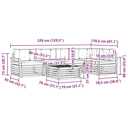 Комплект дивани за открито 6 pcs Натурален и Крема