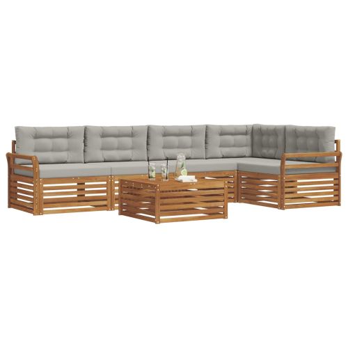 Комплект дивани за открито 6 pcs Естествено и светло сиво