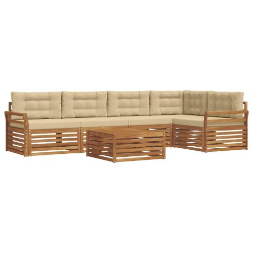 Комплект дивани за открито 6 pcs Натурален и Бежов