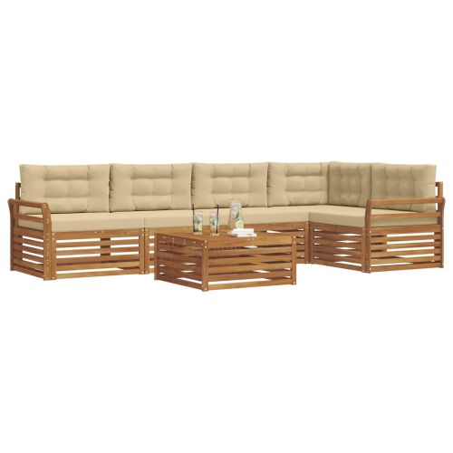 Комплект дивани за открито 6 pcs Натурален и Бежов