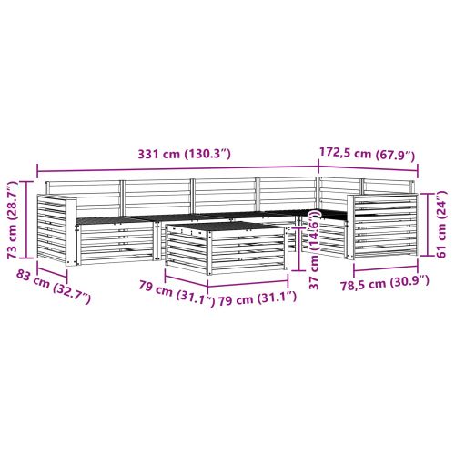 Комплект дивани за открито 6 pcs Естествен