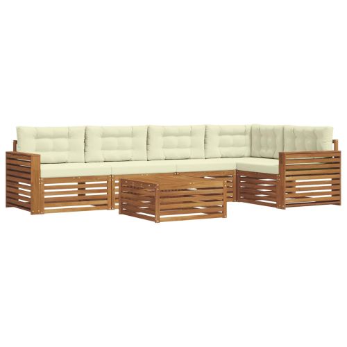 Комплект дивани за открито 6 pcs Натурален и Крема