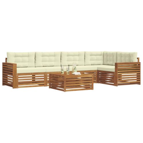 Комплект дивани за открито 6 pcs Натурален и Крема