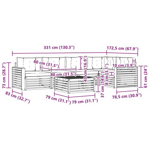 Комплект дивани за открито 6 pcs Натурален и Крема