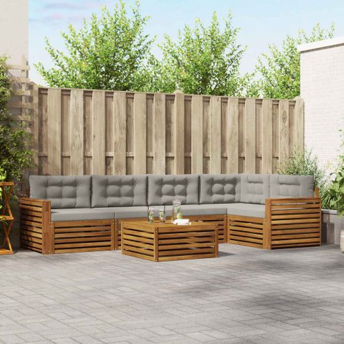 Комплект дивани за открито 6 pcs Естествено и светло сиво