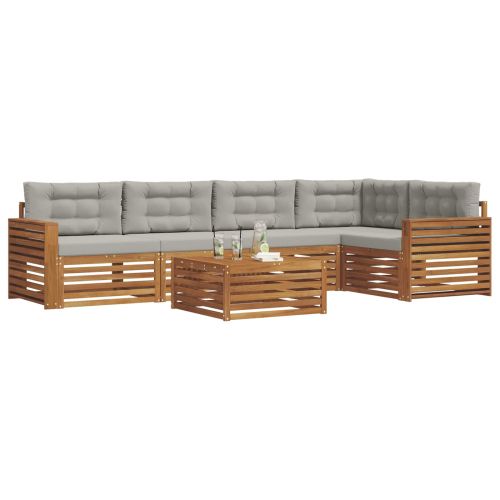 Комплект дивани за открито 6 pcs Естествено и светло сиво