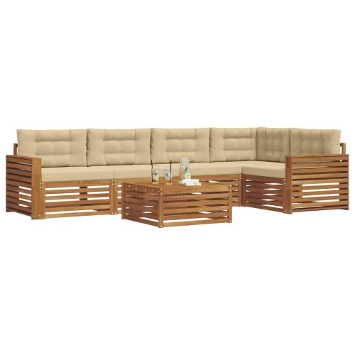 Комплект дивани за открито 6 pcs Натурален и Бежов