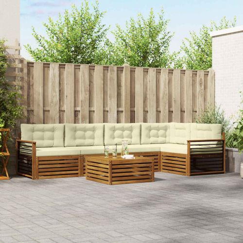 Комплект дивани за открито 6 pcs Натурален и Крема