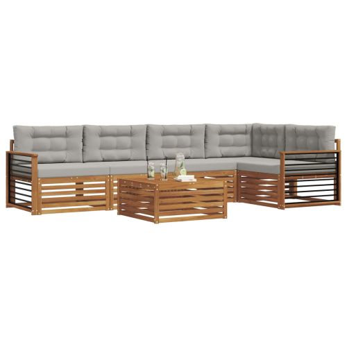 Комплект дивани за открито 6 pcs Естествено и светло сиво