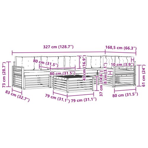 Комплект дивани за открито 6 pcs Естествено и светло сиво
