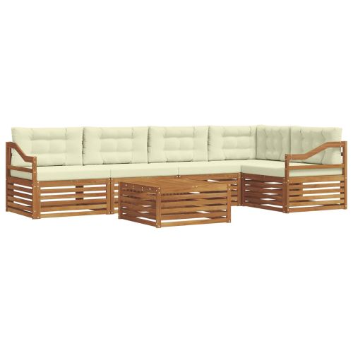 Комплект дивани за открито 6 pcs Натурален и Крема