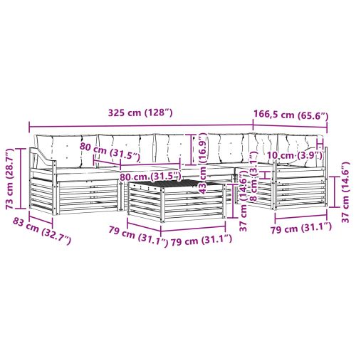 Комплект дивани за открито 6 pcs Натурален и Крема