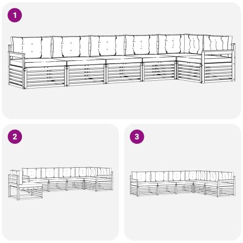 Комплект дивани за открито 6 pcs Естествено и светло сиво