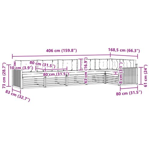 Комплект дивани за открито 6 pcs Натурален и Крема