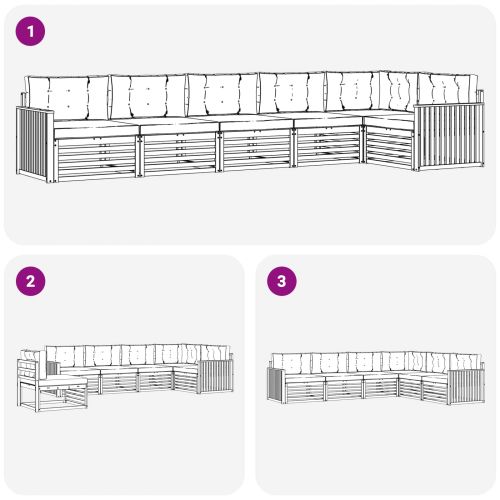 Комплект дивани за открито 6 pcs Естествено и светло сиво