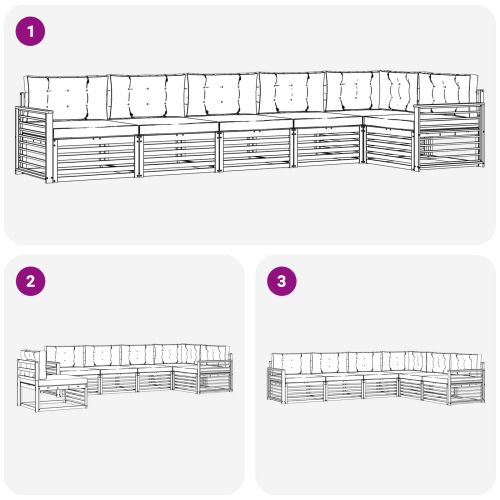 Комплект дивани за открито 6 pcs Естествено и светло сиво