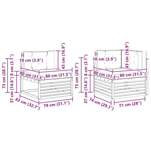 Комплект дивани за открито 6 pcs Натурален и Крема