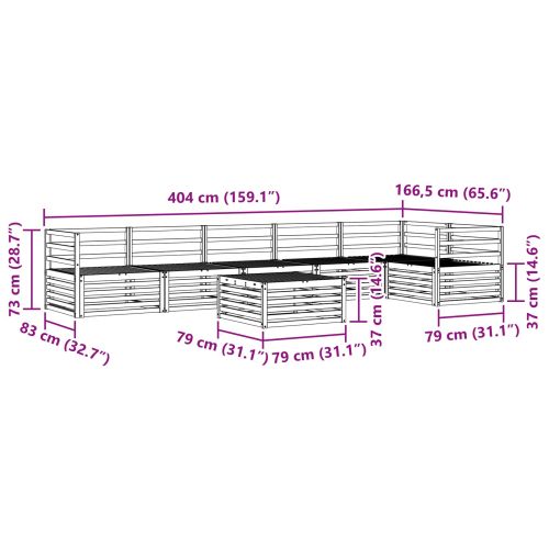 Комплект дивани за открито 7 pcs Естествен