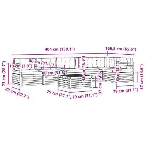 Комплект дивани за открито 7 pcs Натурален и Крема