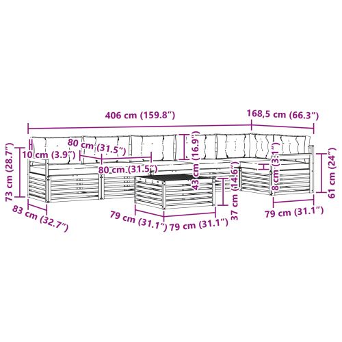 Комплект дивани за открито 7 pcs Натурален и Крема