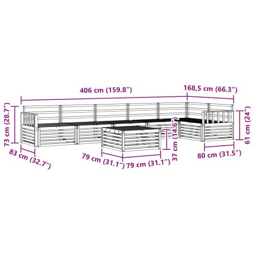 Комплект дивани за открито 7 pcs Естествен