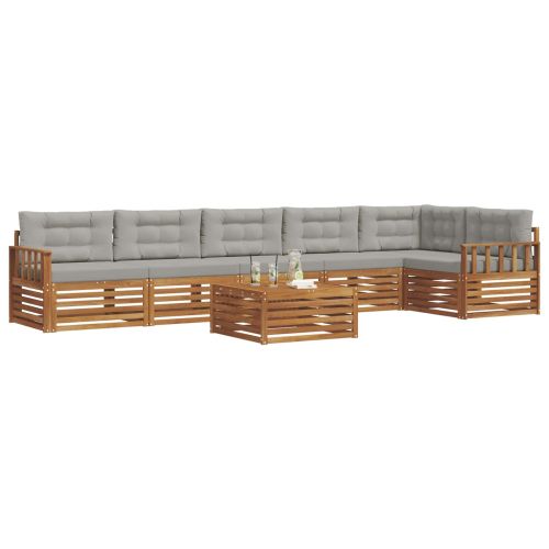 Комплект дивани за открито 7 pcs Естествено и светло сиво