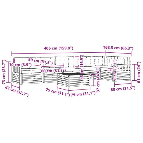 Комплект дивани за открито 7 pcs Естествено и светло сиво