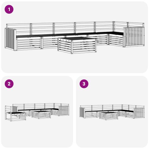 Комплект дивани за открито 7 pcs Естествен