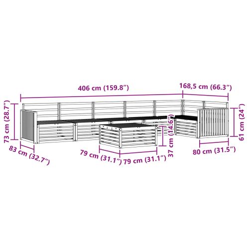 Комплект дивани за открито 7 pcs Естествен